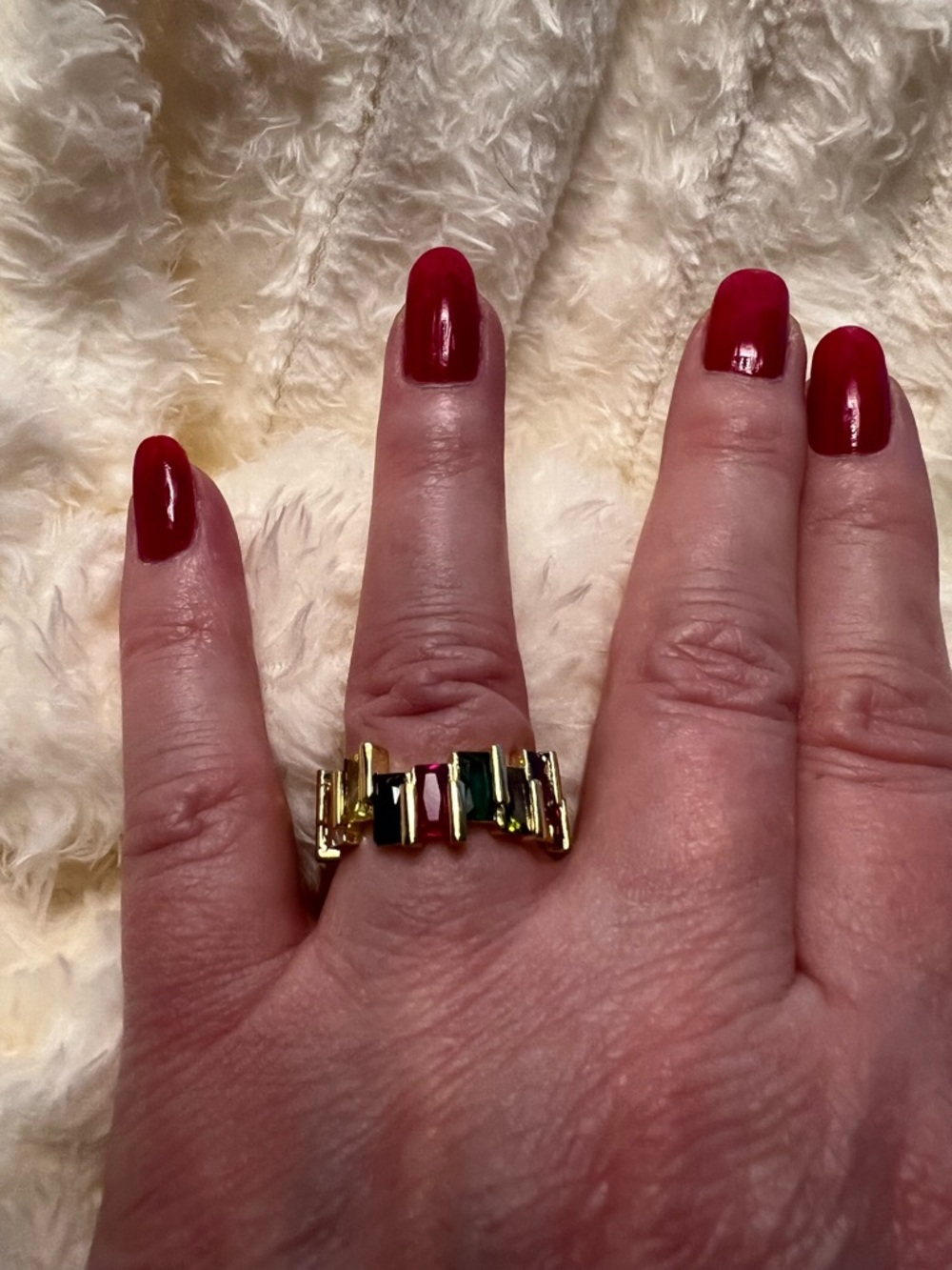 Gold Multi-Stone Statement Ring - Multi Colored & Adjustable - Picture 5 of 12